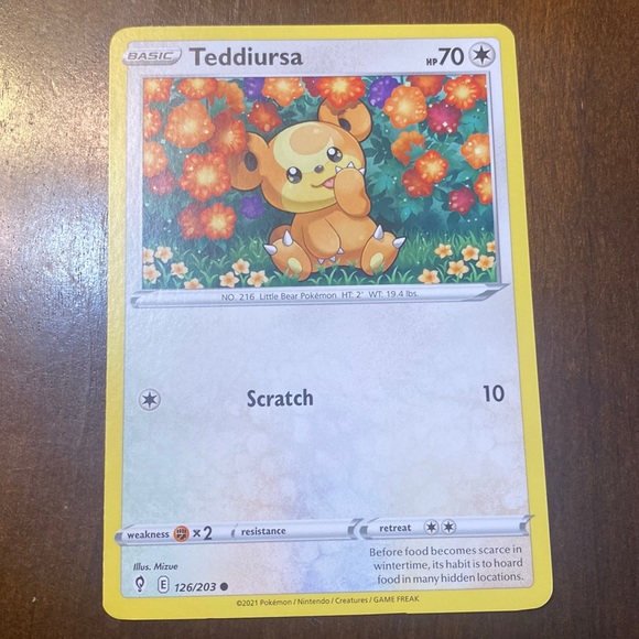 Pokemon | Toys | Teddiursa Pokmon Card 7 | Poshmark
